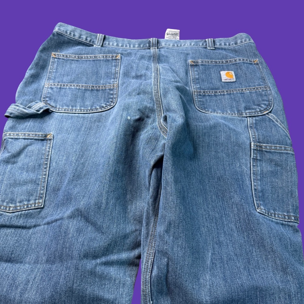 Carhartt Jeans 42x30 Relaxed Fit Blue Denim Workwear Carpenter Pants Distressed